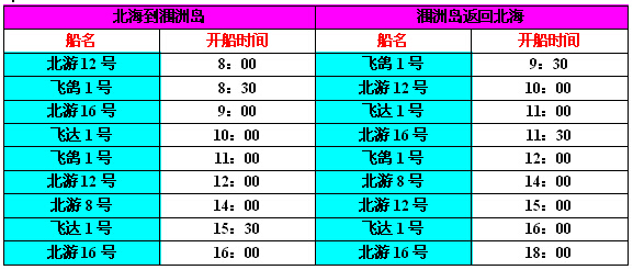 潿洲島開船時間（節(jié)假日,黃金周）