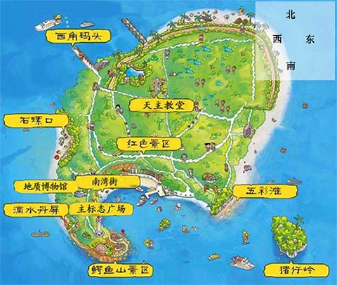 潿洲島景點分布圖,廣西北海旅游,